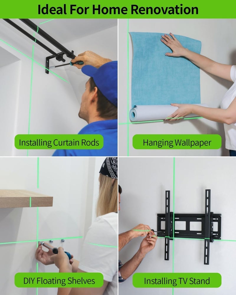 Firecore 82Ft Self Leveling Laser Level, Green Cross Line Laser Leveler Tool with Brightness Adjustment, Accurate Lazer Level for Picture Hanging Home Decoration,Battery Carry Pouch Included - Image 5